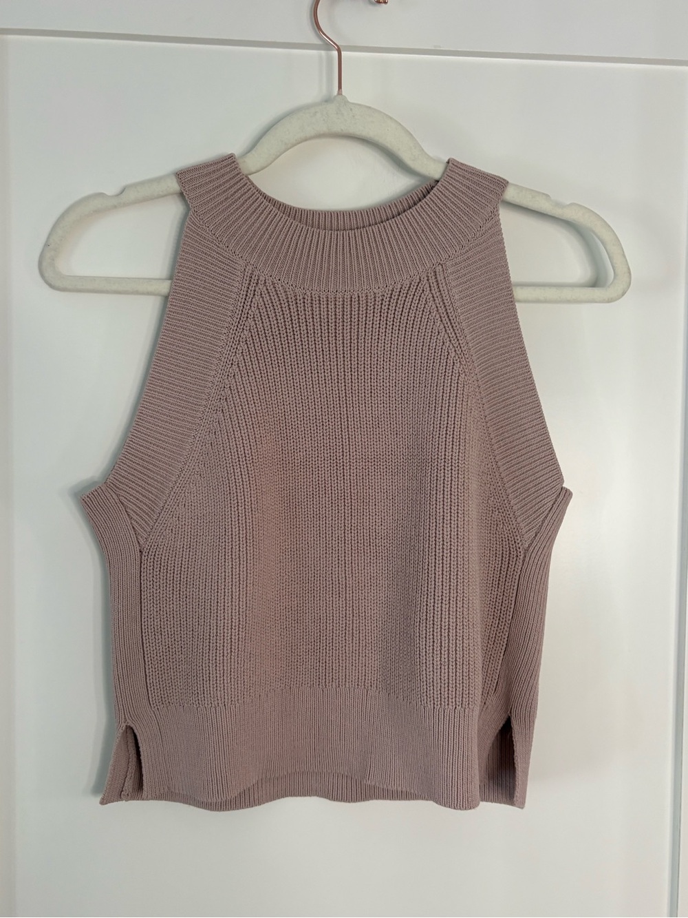Wilfred Aritzia Dusty Mauve Rib Knit Sleeveless Sweater Tank Top Size S